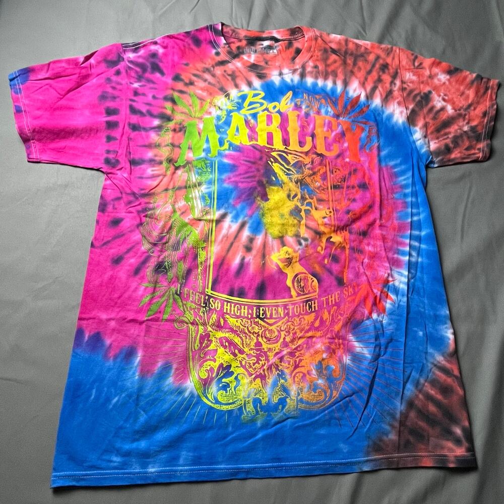 Bob Marley Shirt Pink Orange Blue XL Tie Dye